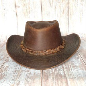 Men's Buffalo Distressed Leather Hat, Size 7 5/8